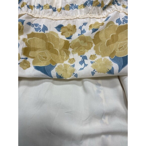 Farm Rio Anthropologie Midi Dress Ivory Puff Sleeve Preppy Retro Boho Small NWT - Picture 9 of 15